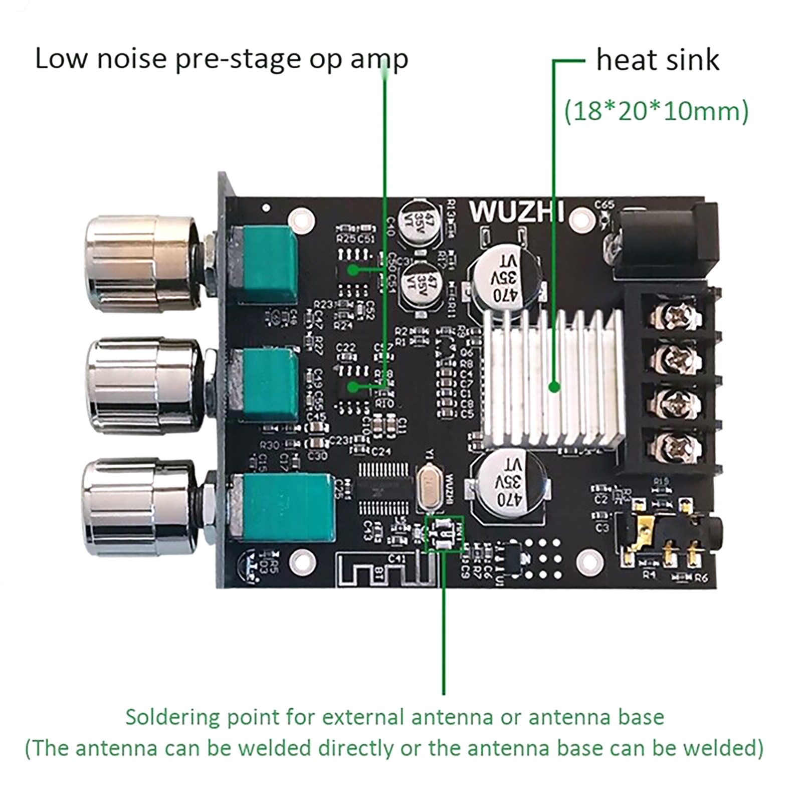 ZK-502MT Bluetooth 5.0 AUX Subwoofer Stereo Amplifier Board Module With Adapter