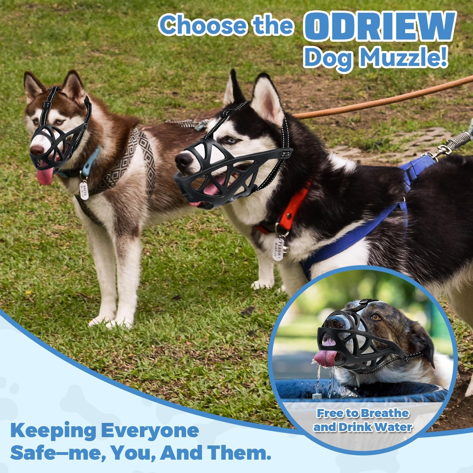 ODRIEW Dog Muzzle for Large Sized - Medium Dogs, Small S, Black