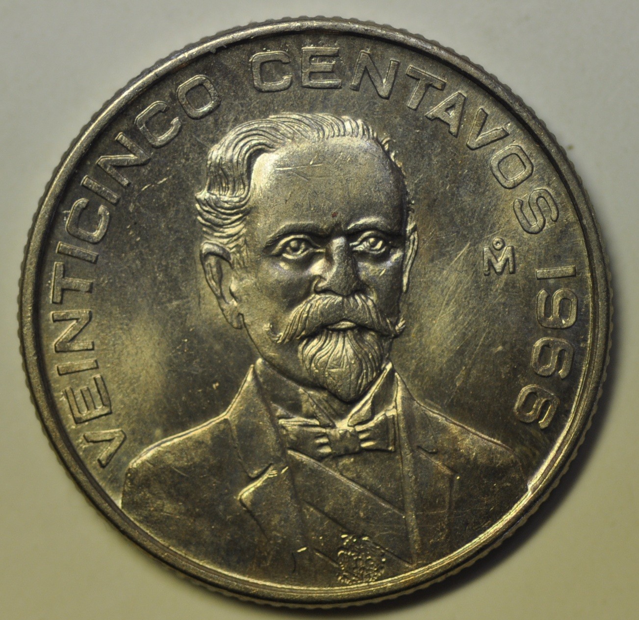 mw27194 Mexico 25 Centavos 1966 Mo Closed Beak   KM#444   UNC