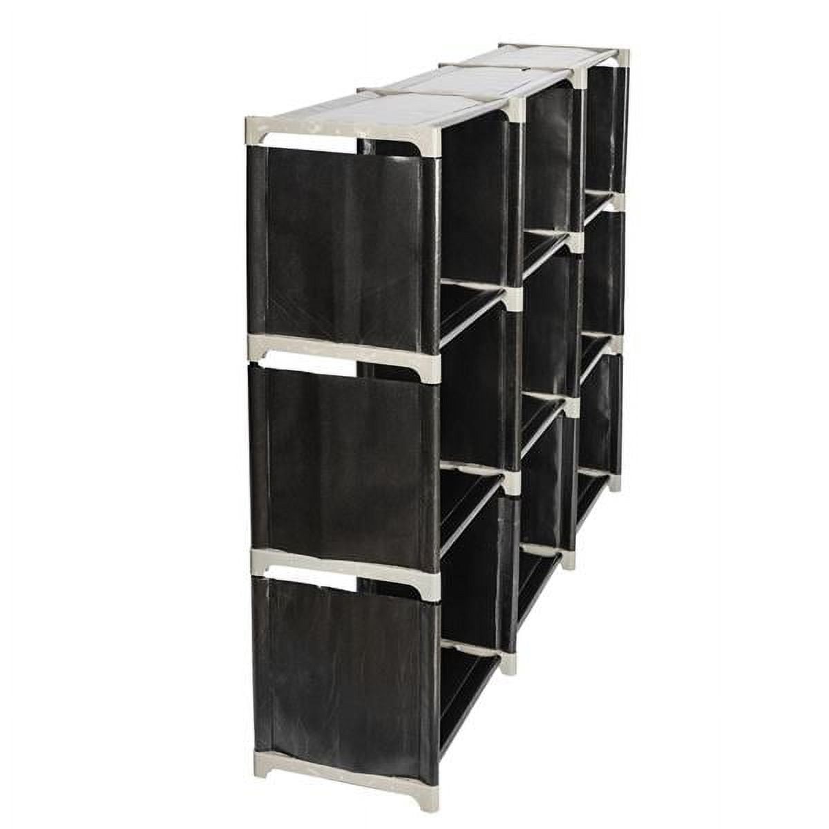 Black 3-Tier 9-Cube Storage Organizer Steel Waterproof Fabric Shelves