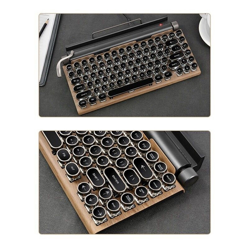 Retro Typewriter Keyboard Wireless Bluetooth Mechanical Keyboards 83 Keys NEW