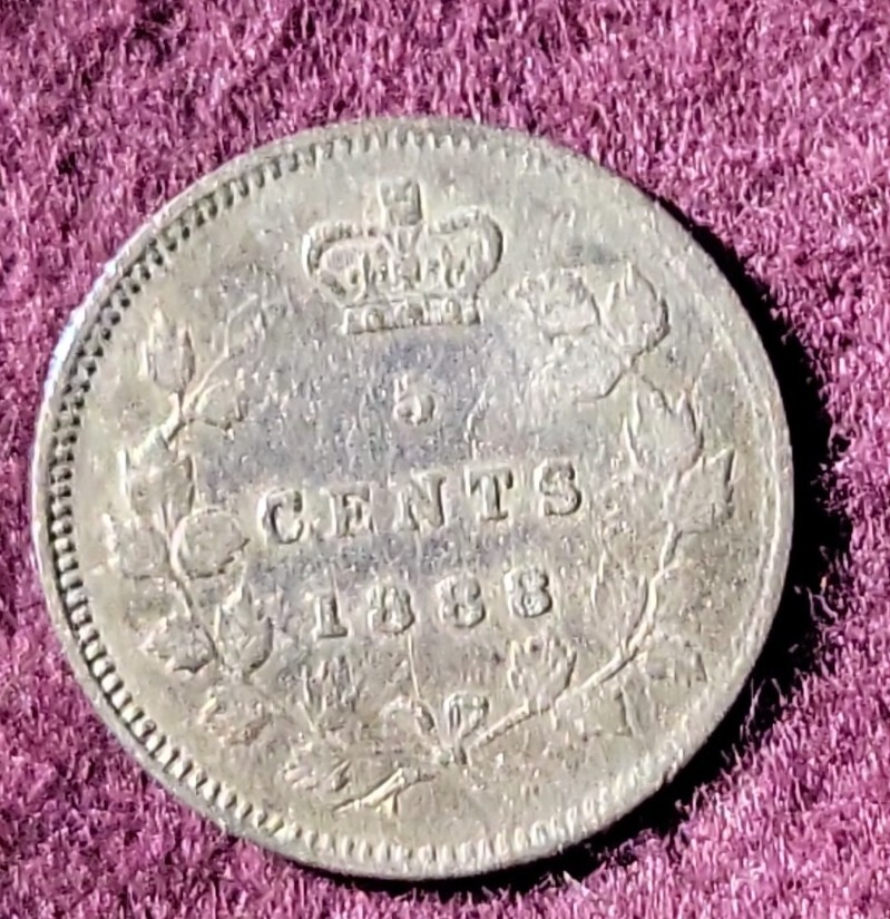 1888 Canada 5 cents silver  - VF details (hairlines in field)   stk#K935