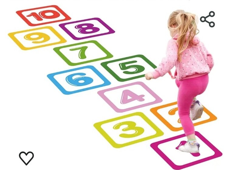 Lattice Floor Sticker Puzzle Games Number Hopscotch Footprint 12 pieces 8x8 inch