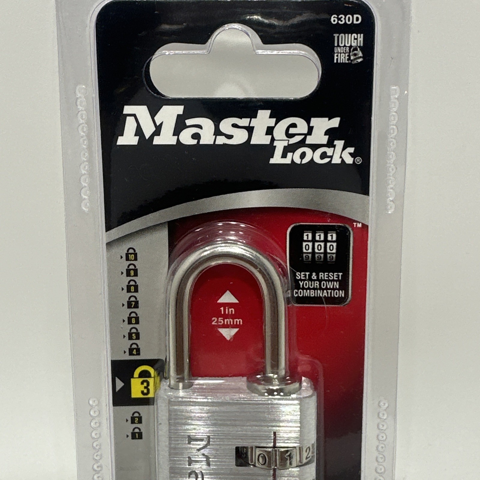Master Lock 3-Digit Combination Lock Aluminum 630D