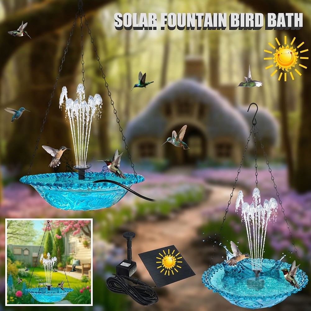 Unique Design Solar Powered Bird Bath with Water Fountains for Outdoors