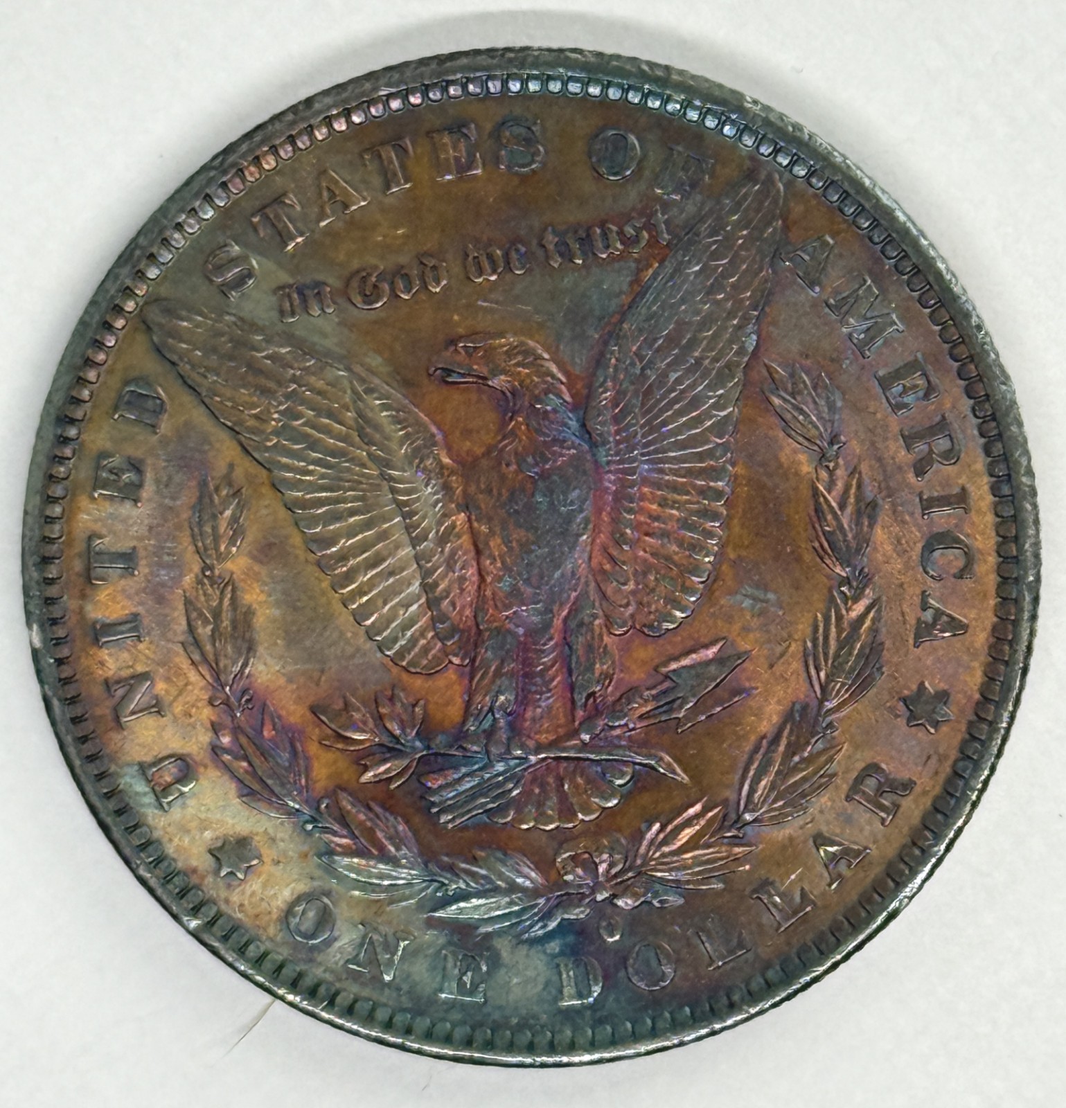 1884 O MORGAN SILVER DOLLAR BU RAINBOW DOUBLE SIDE TONED UNCIRCULATED GEM