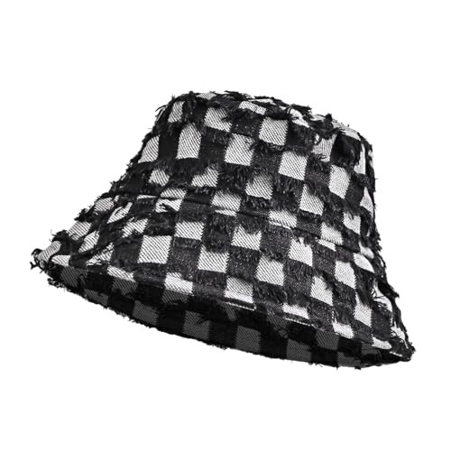 Bucket Hats for Women, Washed Cotton Summer Packable Fishermen Hat, Black