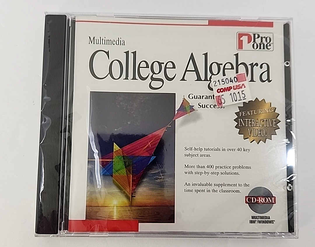 Pro One Multimedia College Algebra 1997 Vtg NOS Sealed IBM Windows READ!