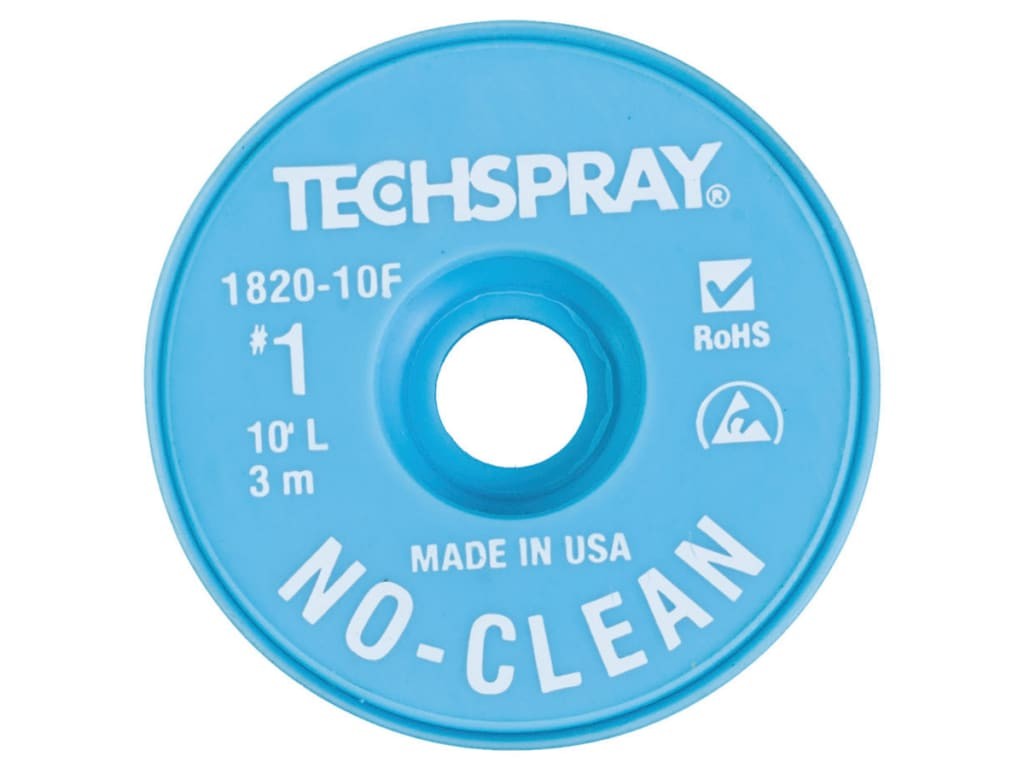 Techspray 1820-10F - Tech Spray Desolder Braid No Clean #1 White Anti-Static