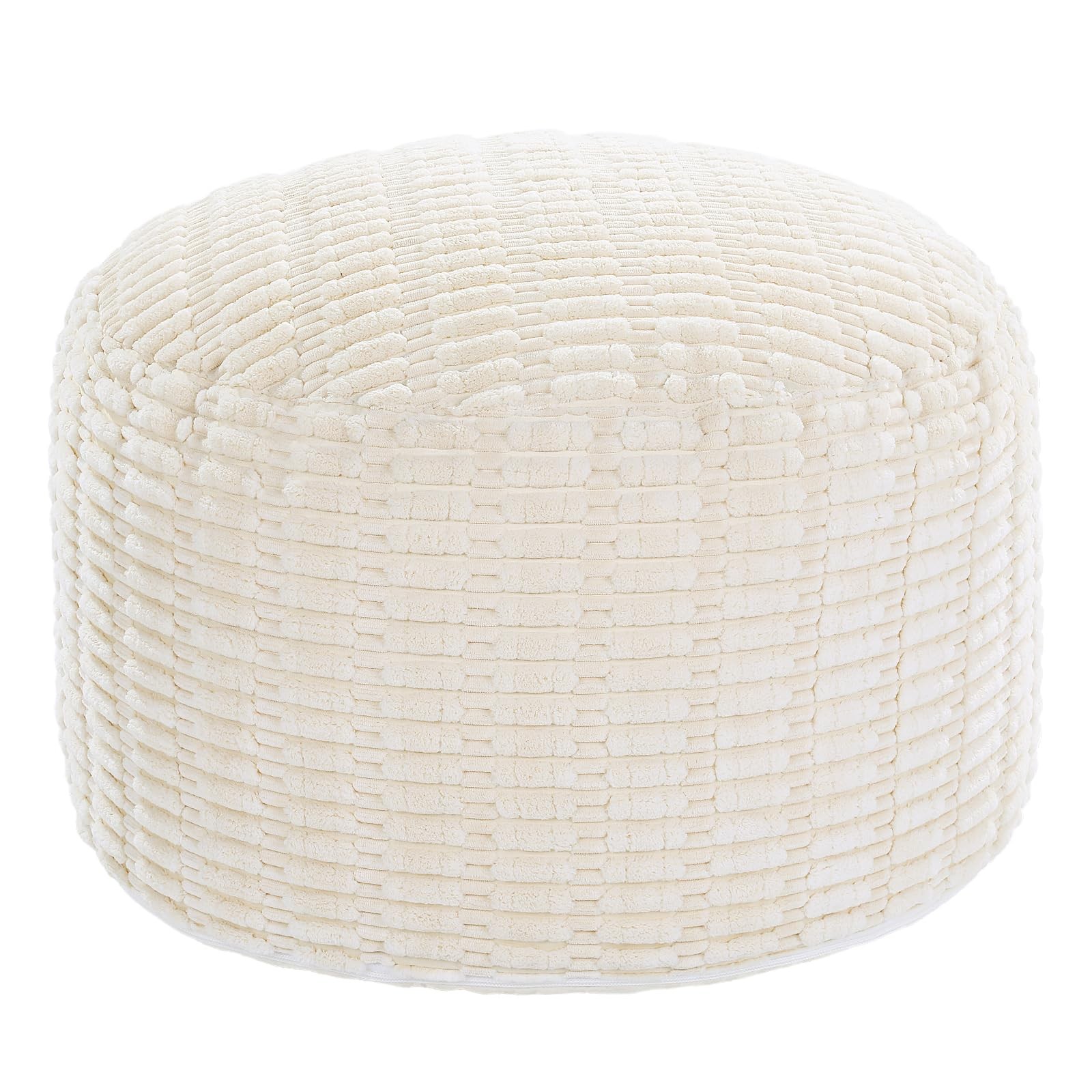Unstuffed Ottoman Pouf Cover,Round Faux Fur Foot Stool, Fuzzy Chair, Floor Be...
