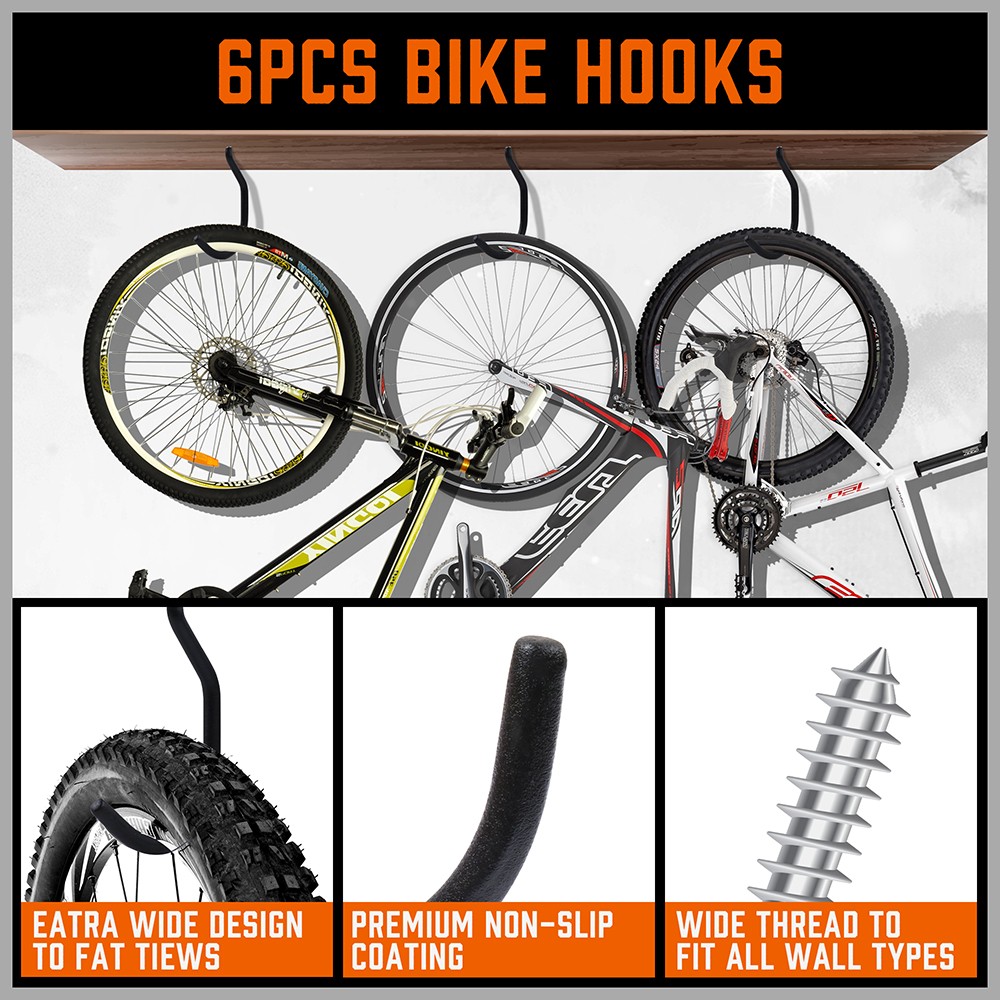 12PC Garage Storage Hooks Utility Wall Hooks for Tools Ladders Bikes Hoses Cords