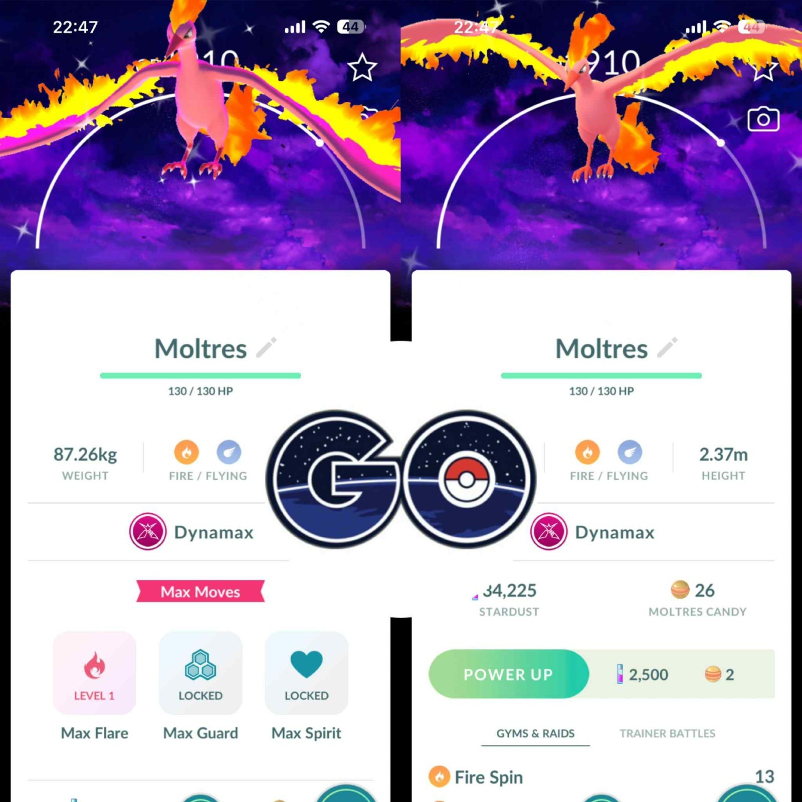 Pokémon Go - Shiny Dynamax Moltres Background Dark Skies - Mini PTC or TRADE