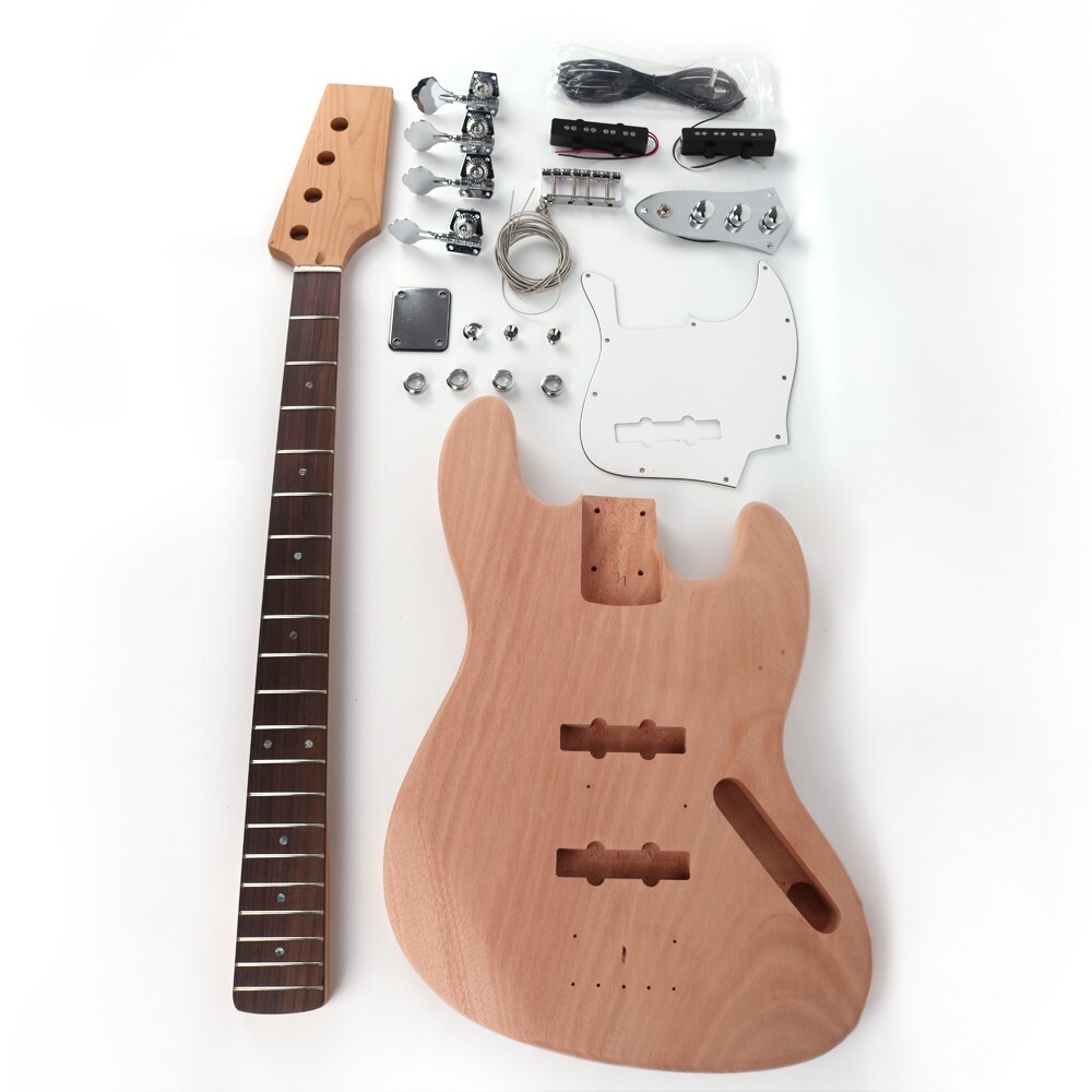 DIY Electric jaz bass kits mahogany body roasted maple neck rosewood Fingerboard