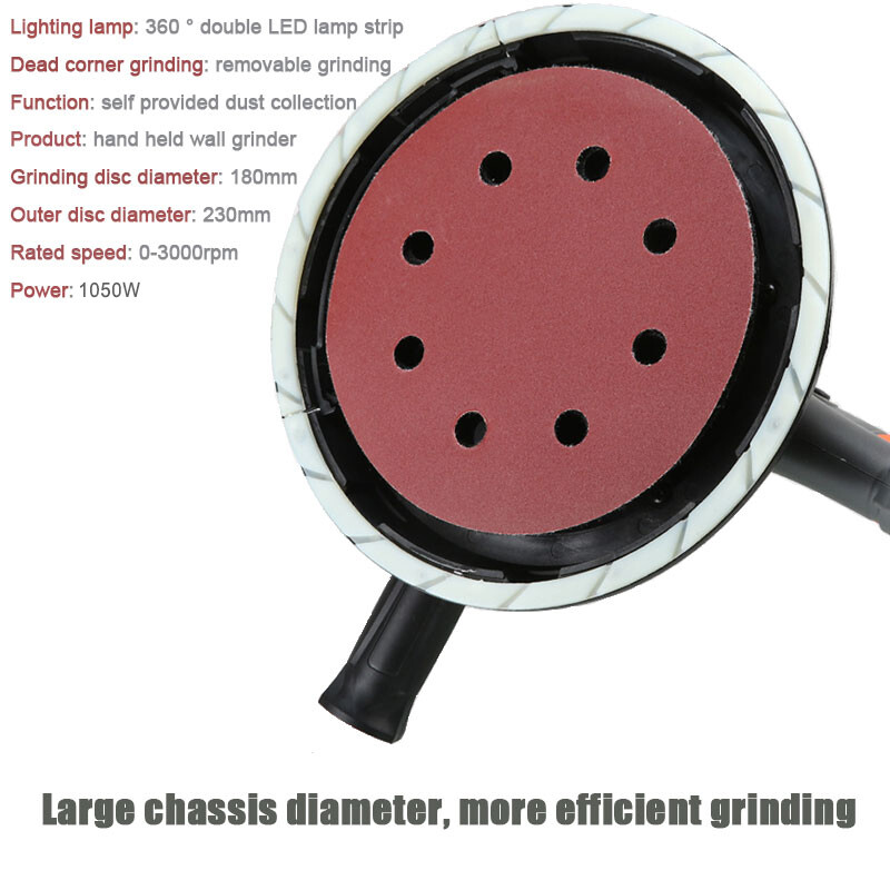 1050W Electric Wall Grinder LED lighting Strip Speed Adjustable Grindin Machine