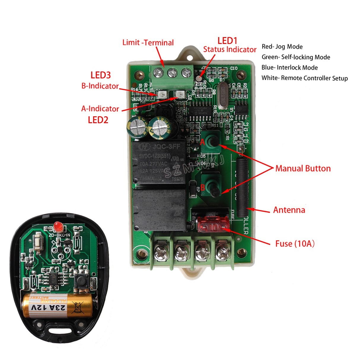 Wireless DC Motor Linear Actuator Controller 9-30V Forward Reverse Control Kits