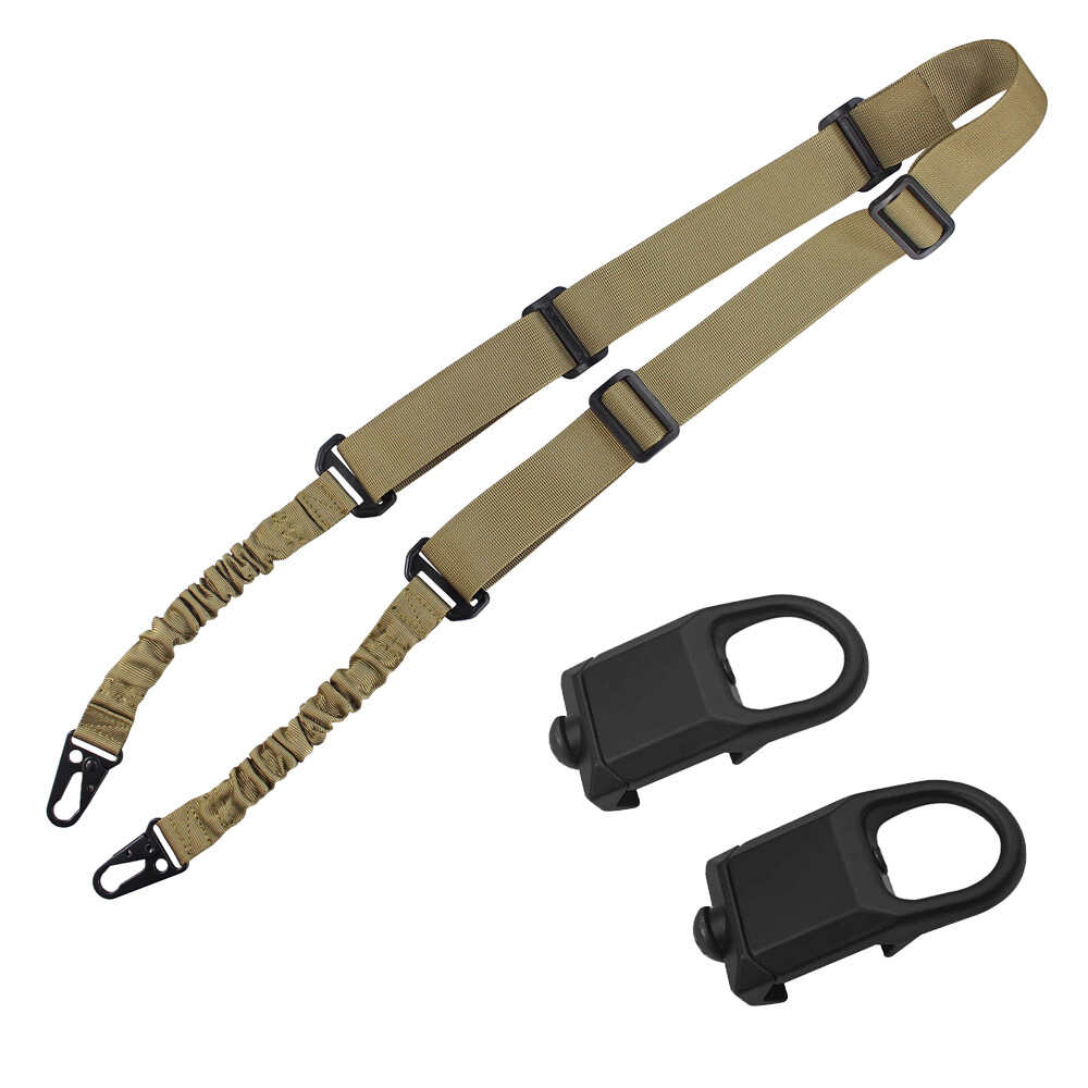 Tactical 2 Points Rifle Sling Shoulder Strap with 2 Picatinny Rail Mounts Set