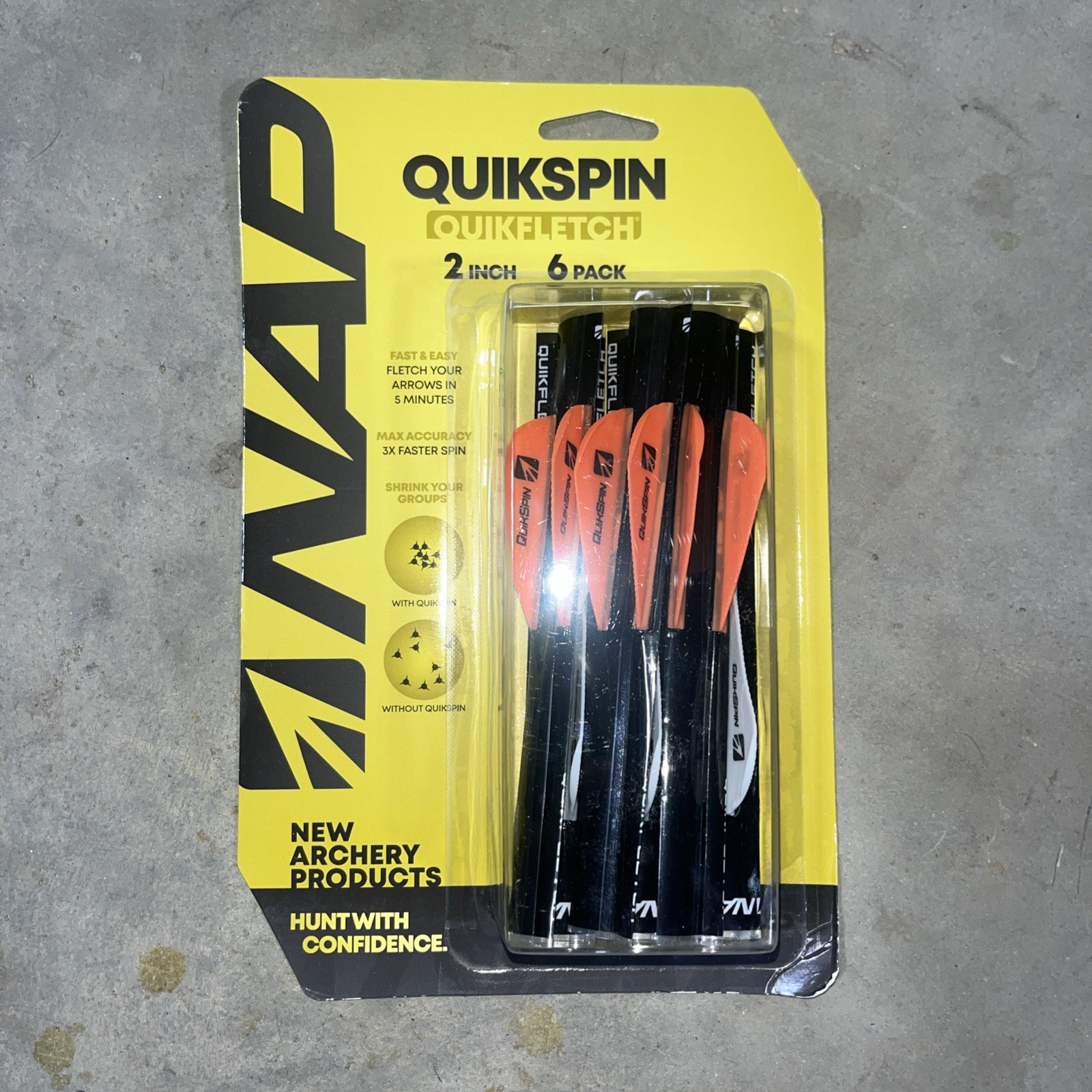 NAP Quikfletch 2" QuikSpin Black Tube 6 pk W/O/O
