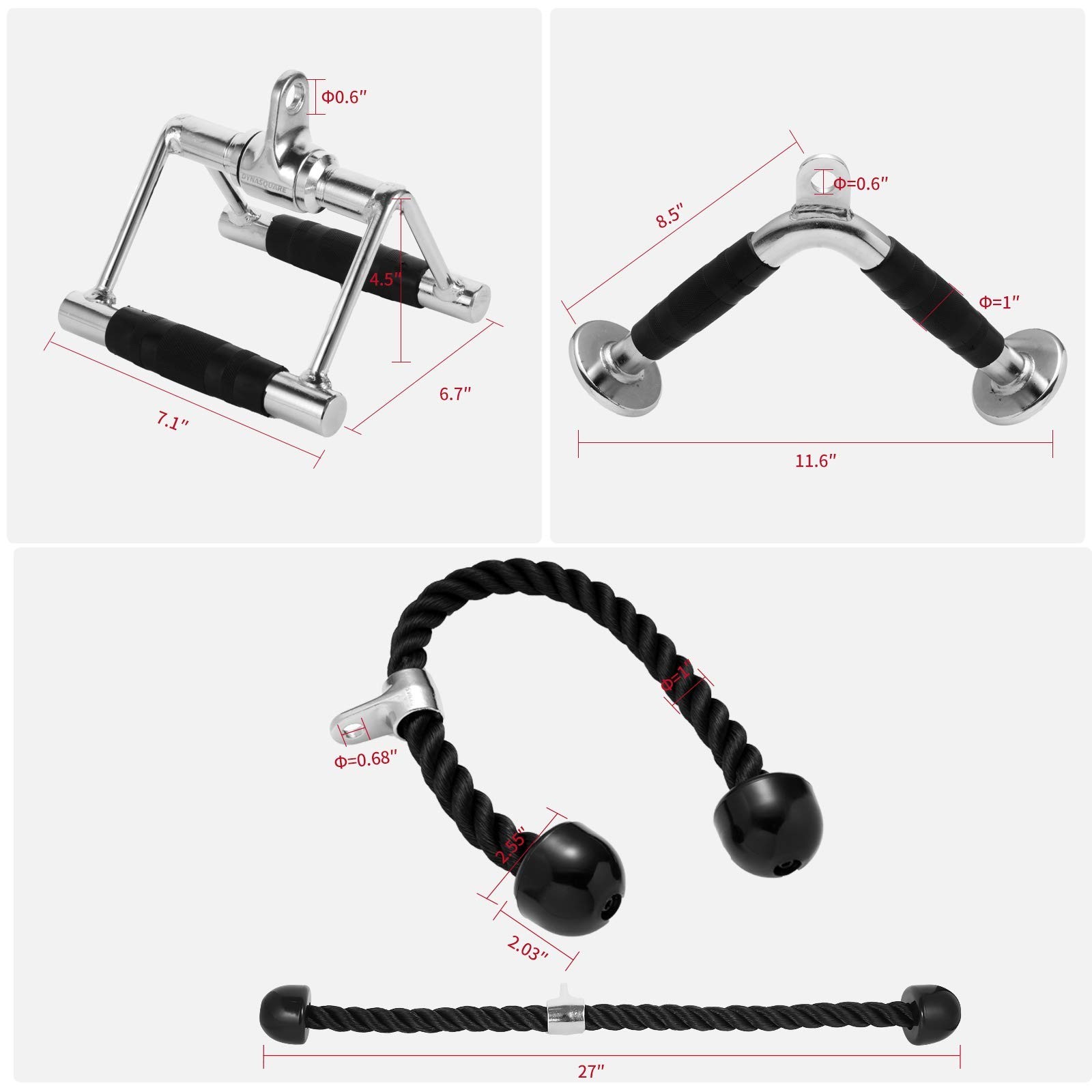 Tricep Press Down Cable Machine Attachment, LAT Pulldown Attachments, Home Gy...