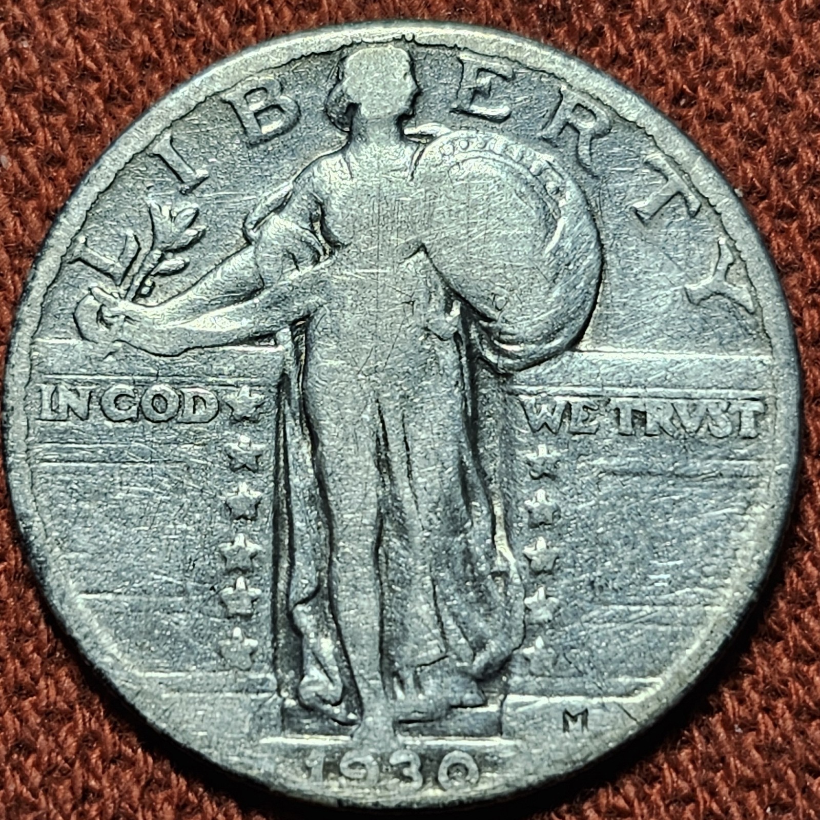 1930 Standing Liberty Quarter 25C Silver Coin VG/F Details 90% Silver