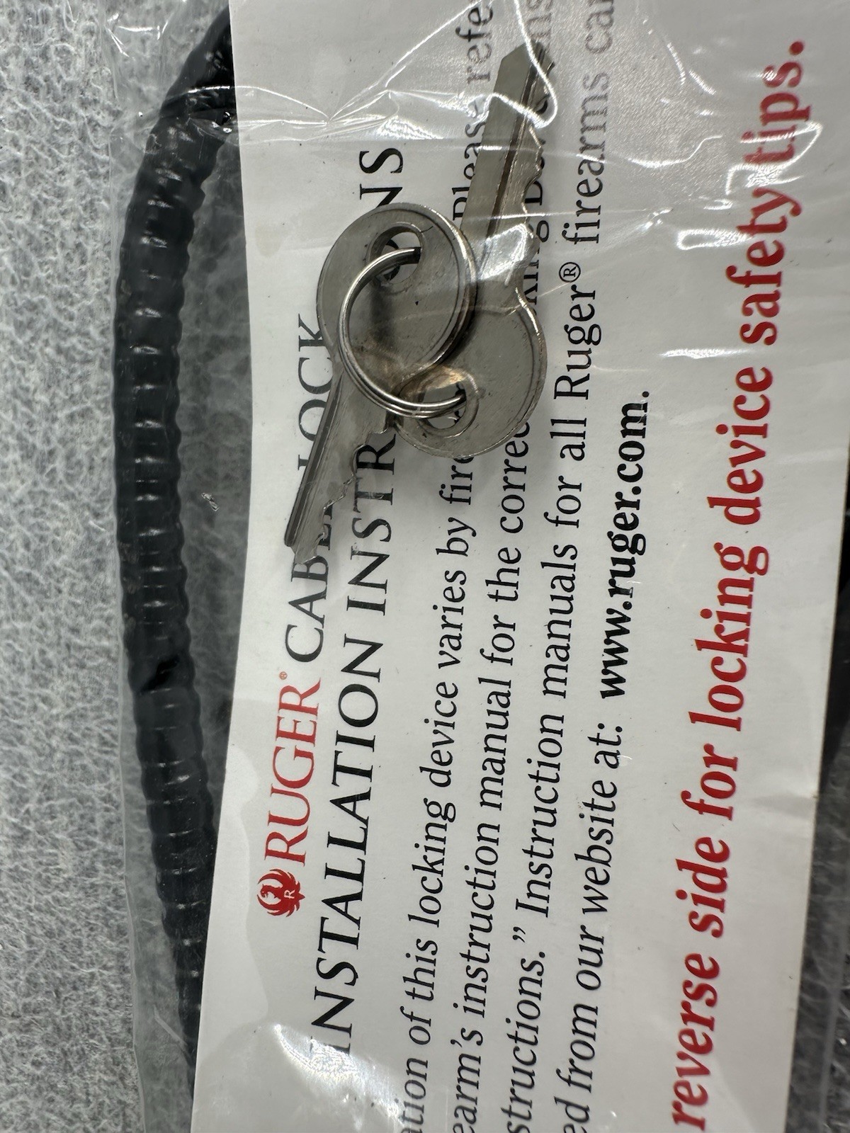 RUGER Lock Firearm Gun Safety Cable Lock HD