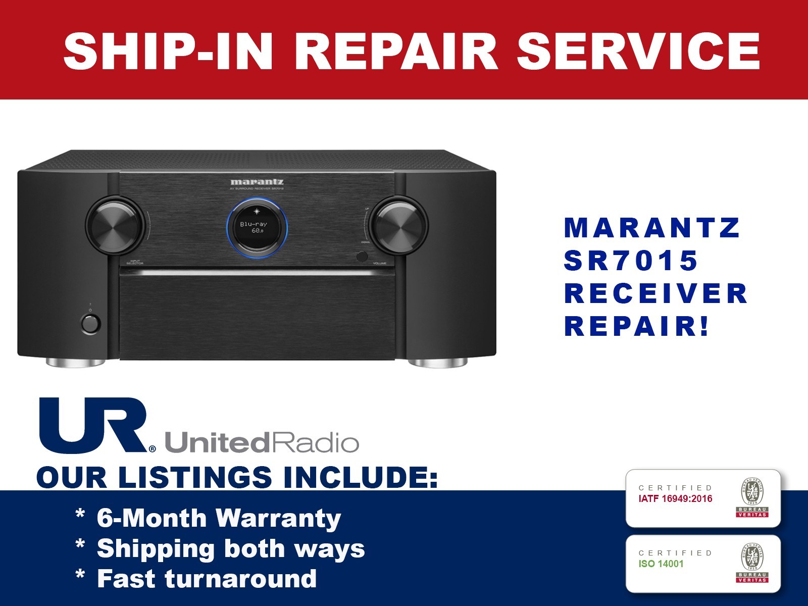 REPAIR SERVICE FOR MARANTZ SR7015 9.2 CHANNEL HOME THEATER RECEIVER
