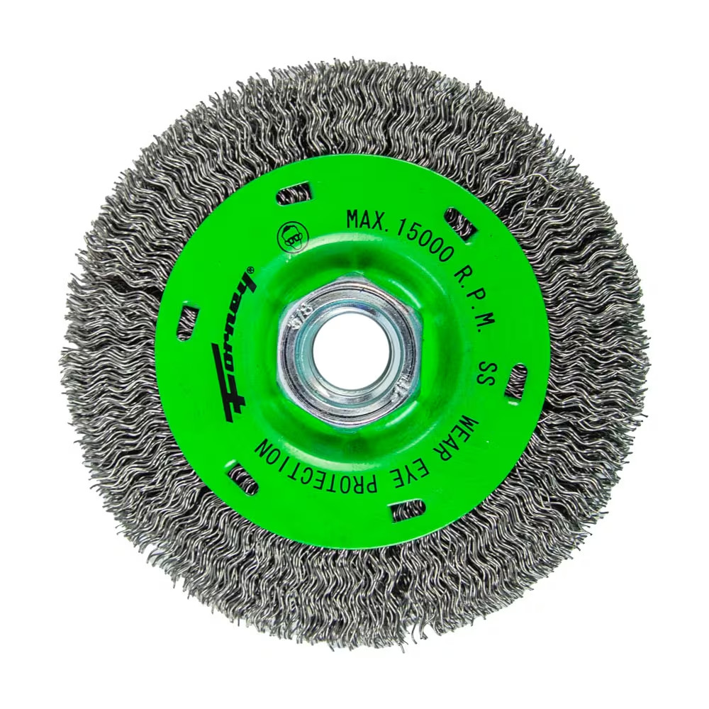 Forney 72788 Wire Wheel, Crimped, 4 in x .012 in x 5/8 in-11 Arbor