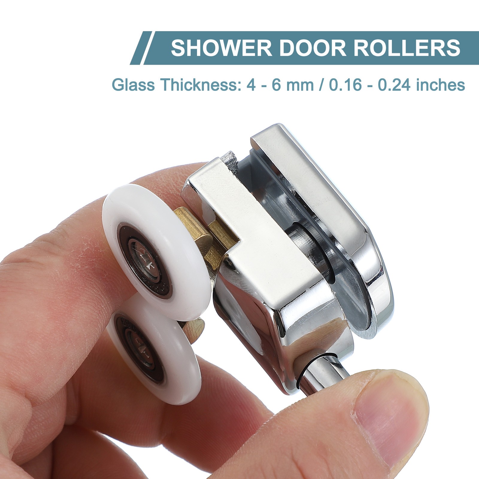 2Pcs 25mm Double Shower Door Rollers Copper Bottom Wheels Pulleys Guide Silver