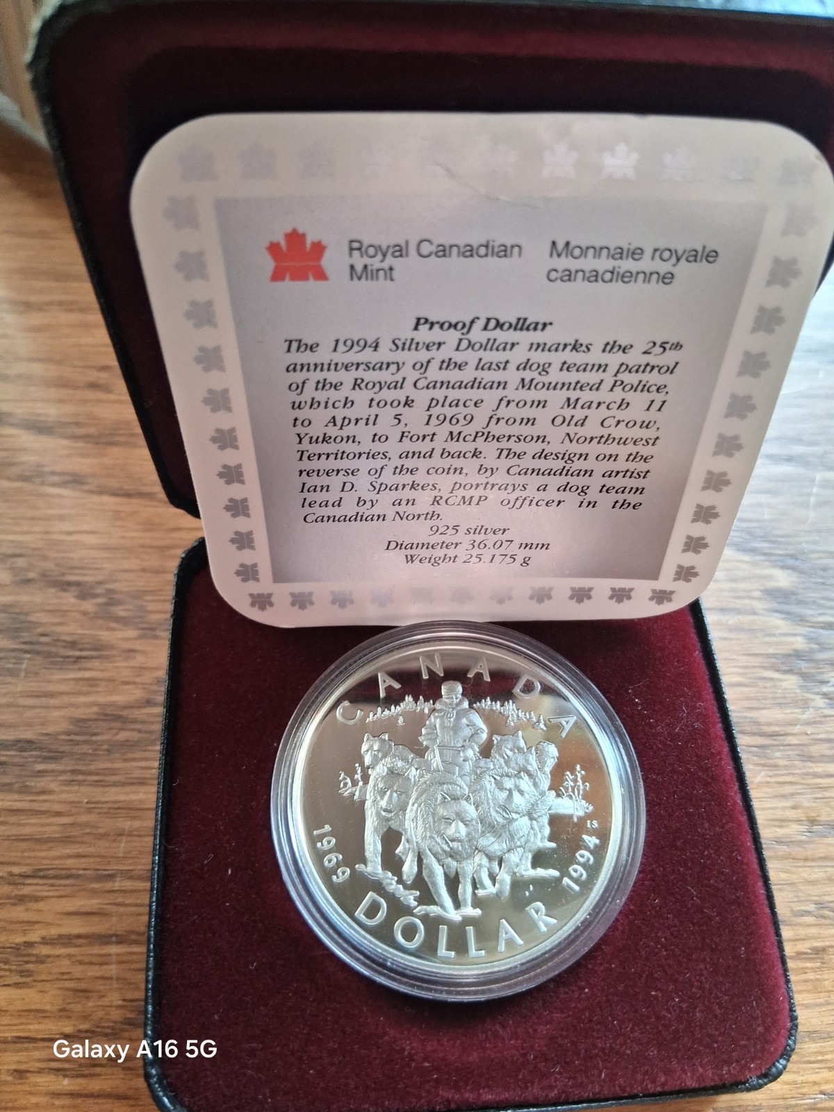 1995 Proof Canada Last RCMP Sled-Dog Patrol Silver Dollar RCM $1 Coin with OGP
