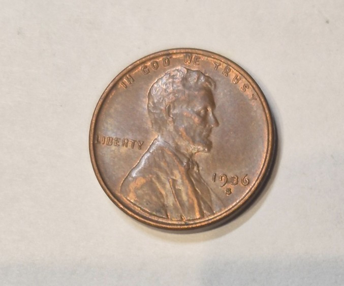 1936 s Lincoln Wheat Cent, in fine condition