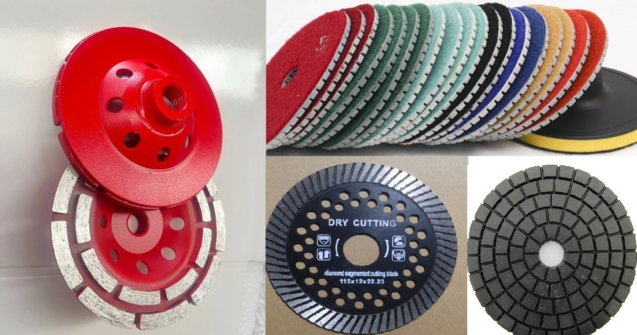 Angle Grinder Stone Fabrication Kit 4.5" Diamond Cup Wheel Blade MARBLE BUFFER