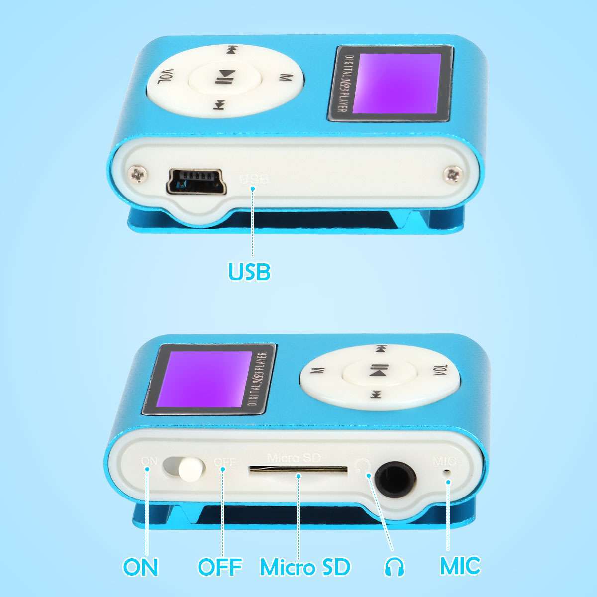 Mini MP3 Music Player With Digital LCD Screen Mini Clip Support 32GB Micro SD