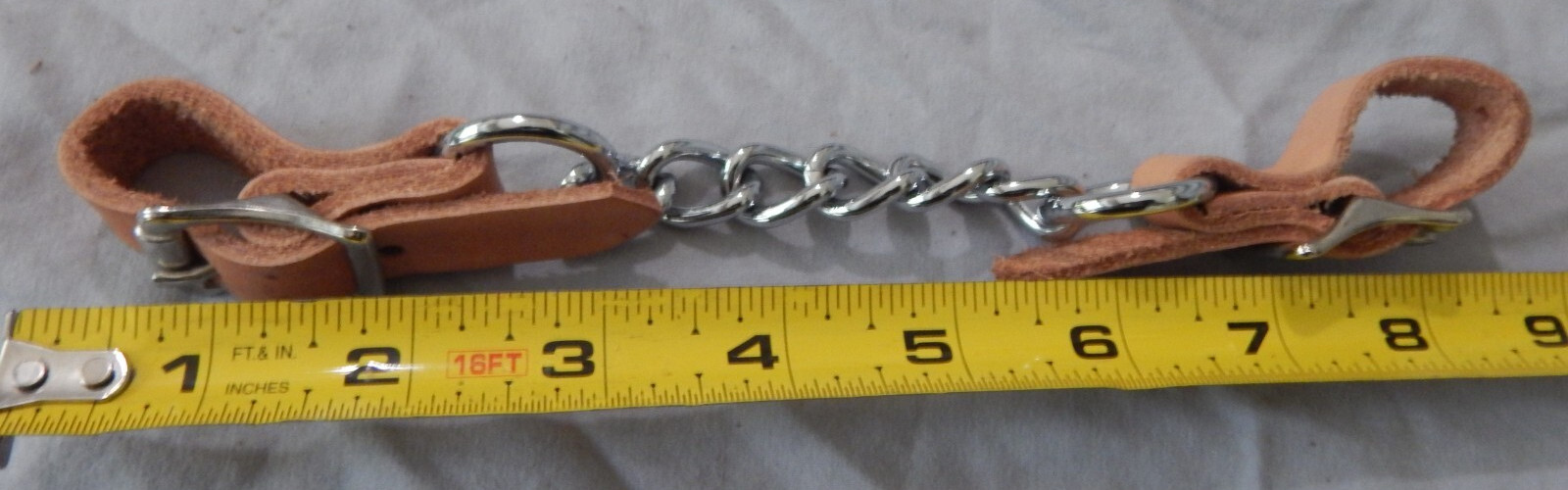 Single Flat Link Chain Curb Strap Heavy Cowhide Brand New