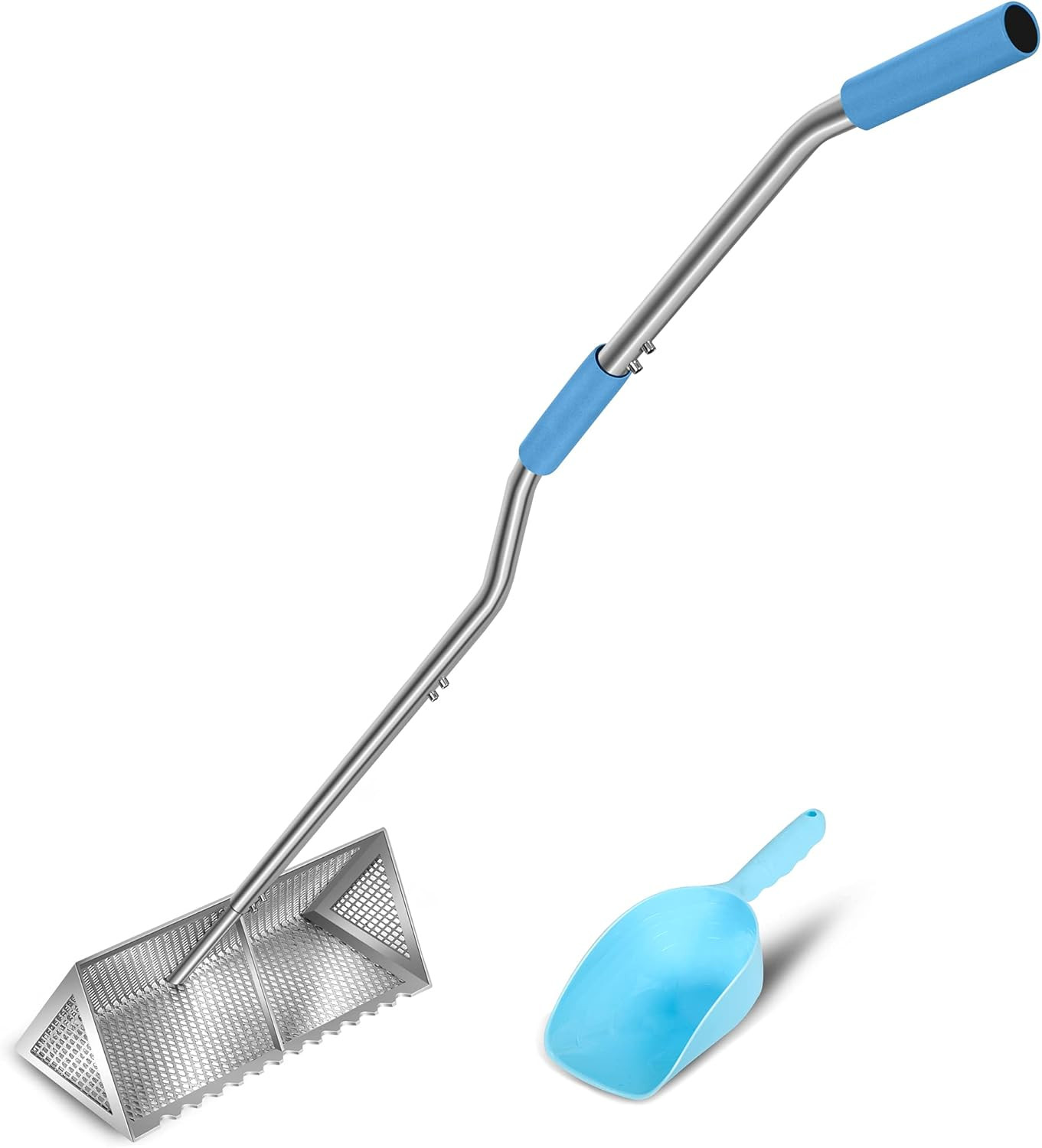 Heavy Duty 52" Sand Flea Rake with 16" Basket & Ergonomic Handle