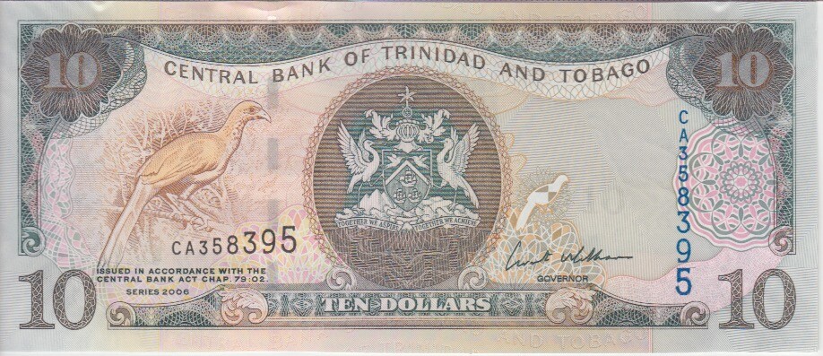 Trinidad & Tobago banknote P.48 10 dollars series 2006, UNC  We Combine