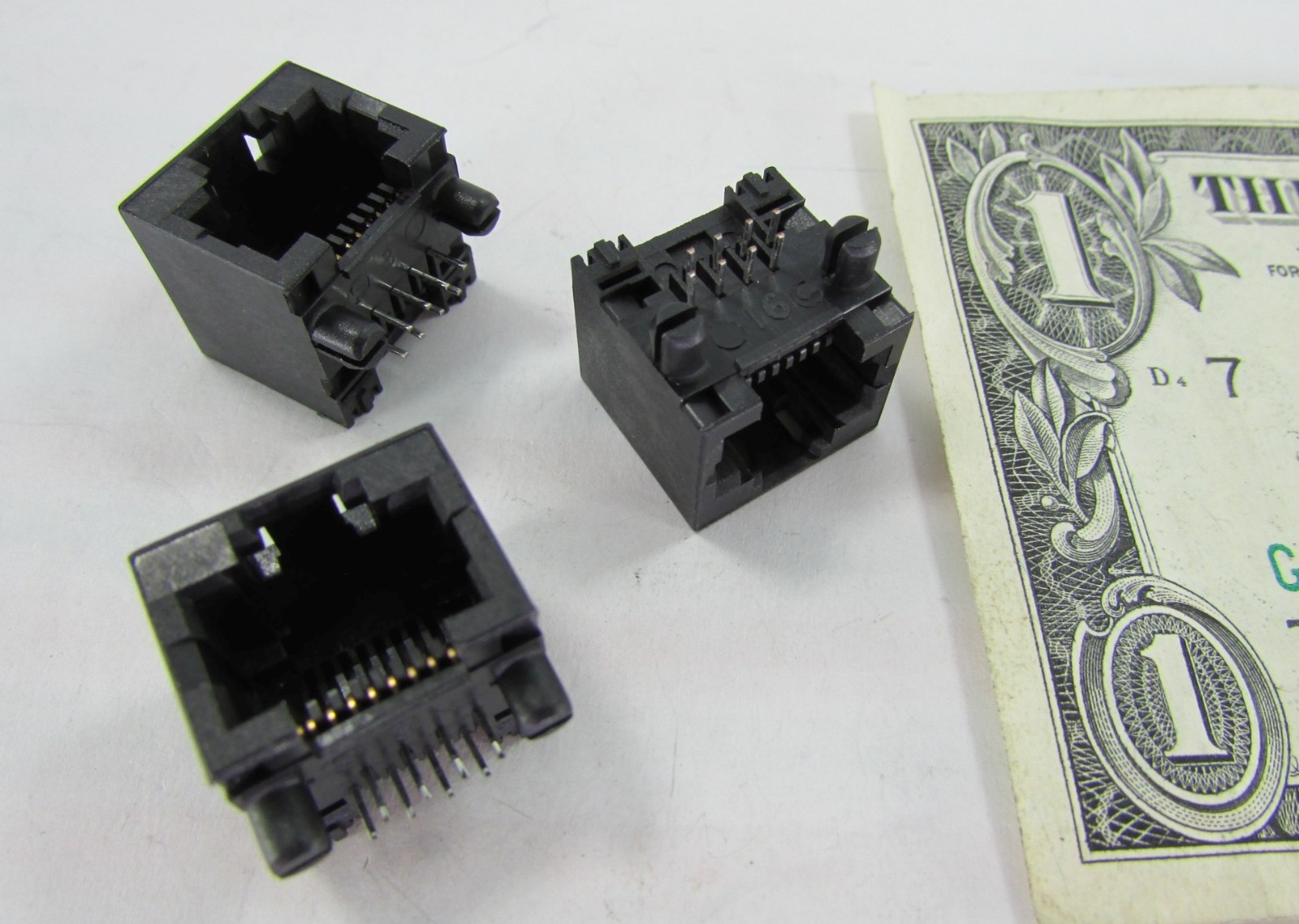 Lot 10 Amphenol RJ45 8p8c Ethernet Jacks Right Angle Gold Contacts PC Pin Solder