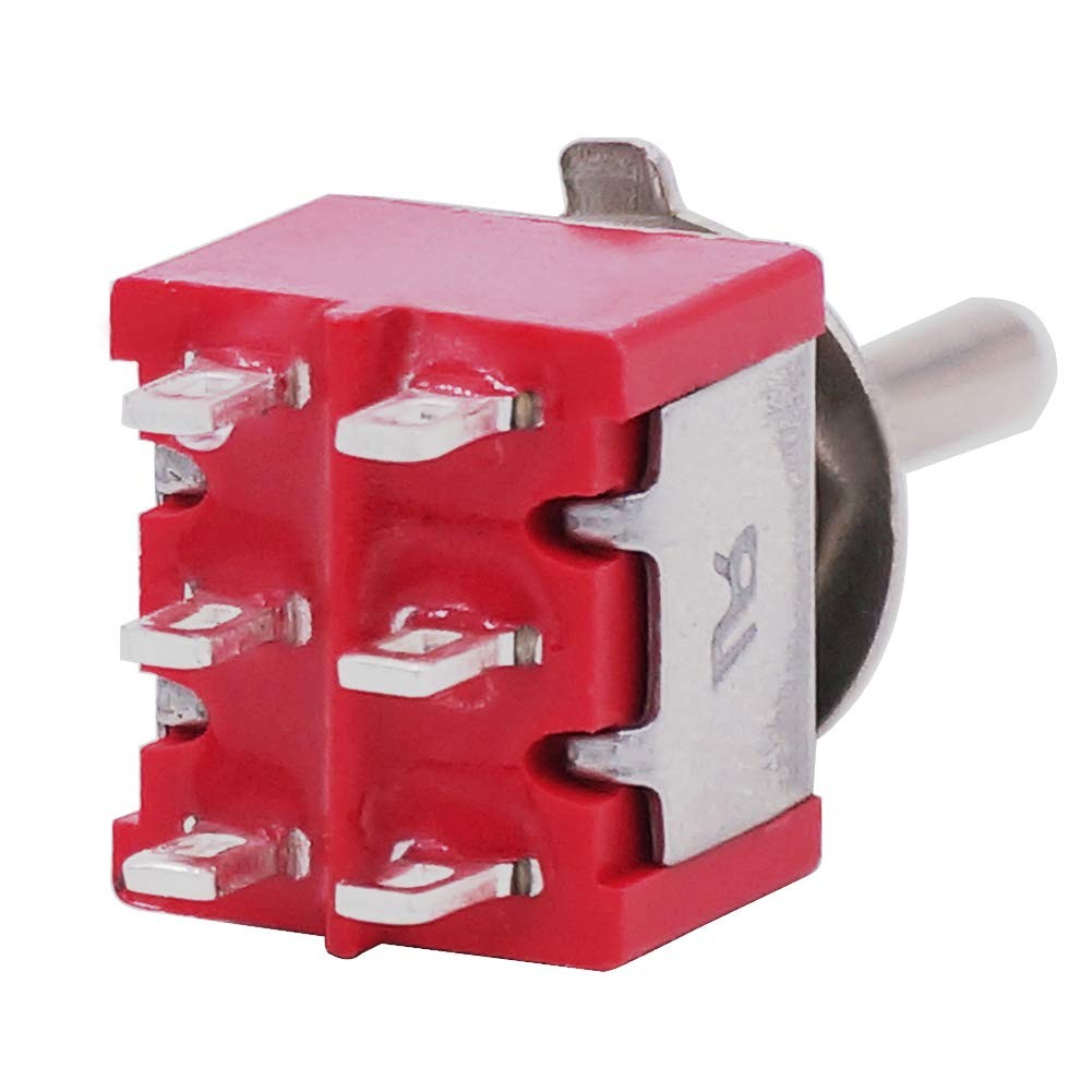 Twidec/6Pcs Mini Momentary Toggle Switch DPDT 3 Position 6 6Pin（ON)-OFF-(ON)