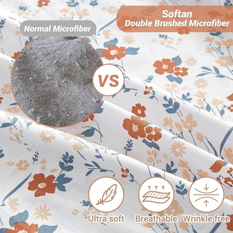 Floral Microfiber Bed Sheet Set Soft Deep Pocket Fitted Durable Pillowcases New