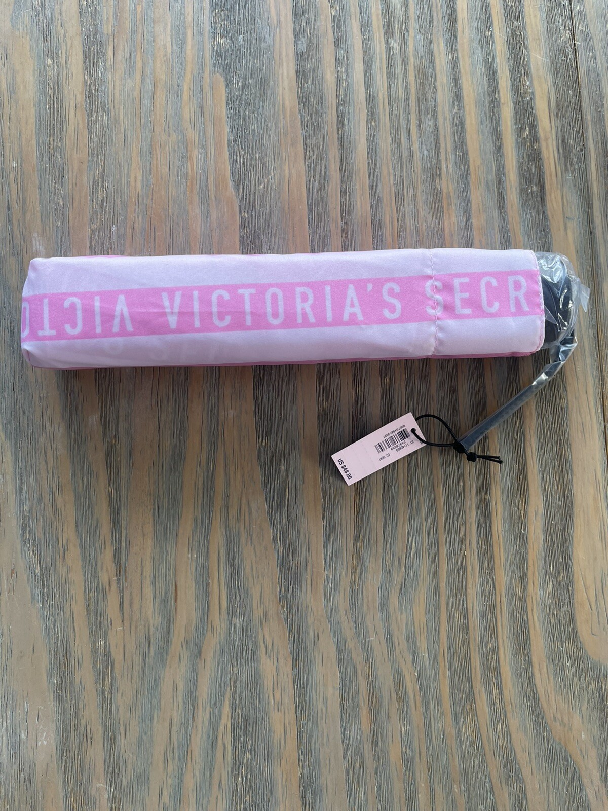 NWT In Box Victoria's Secret Pink Light Striped Collapsible Umbrella With Strap