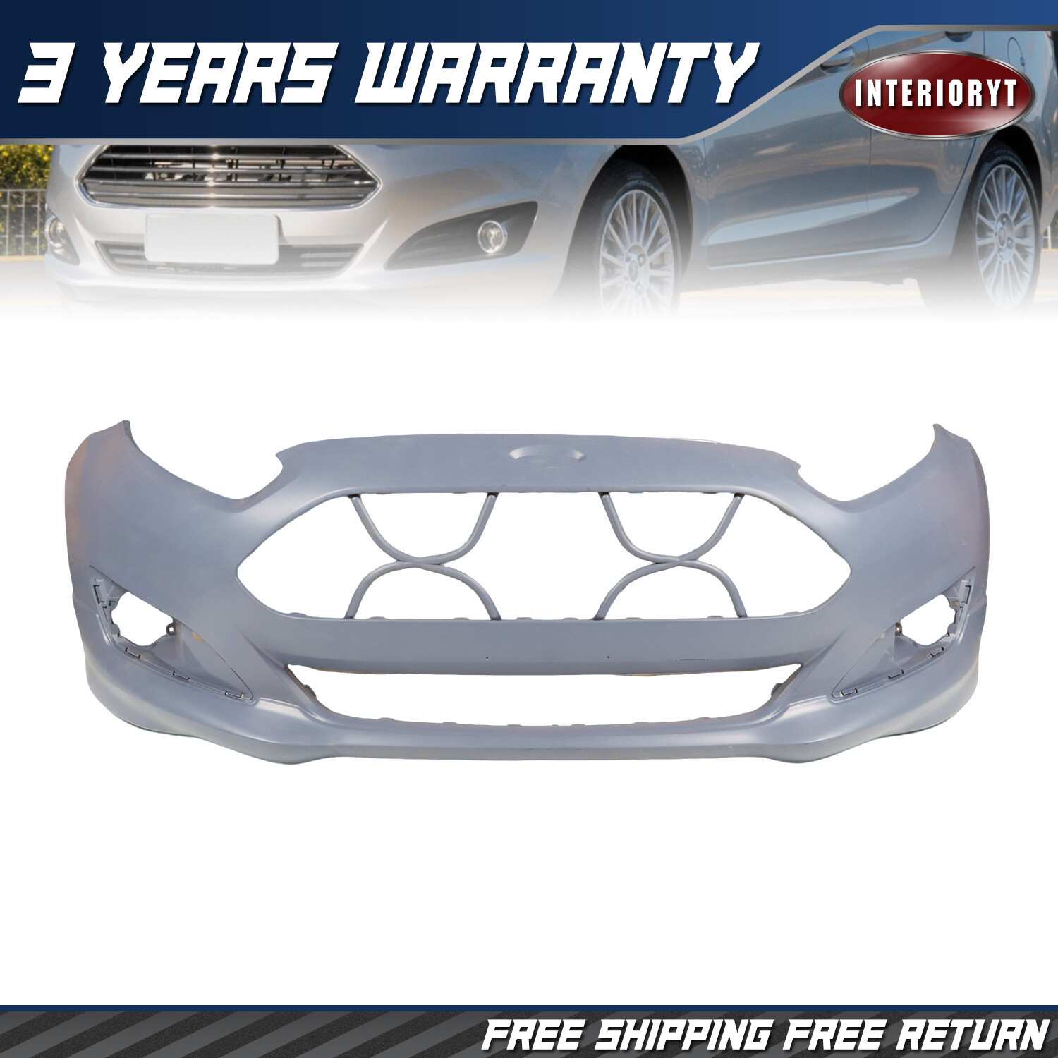 For 2014-2019 Ford Fiesta Sedan/Hatchback NEW Primered Front Bumper Cover Fascia