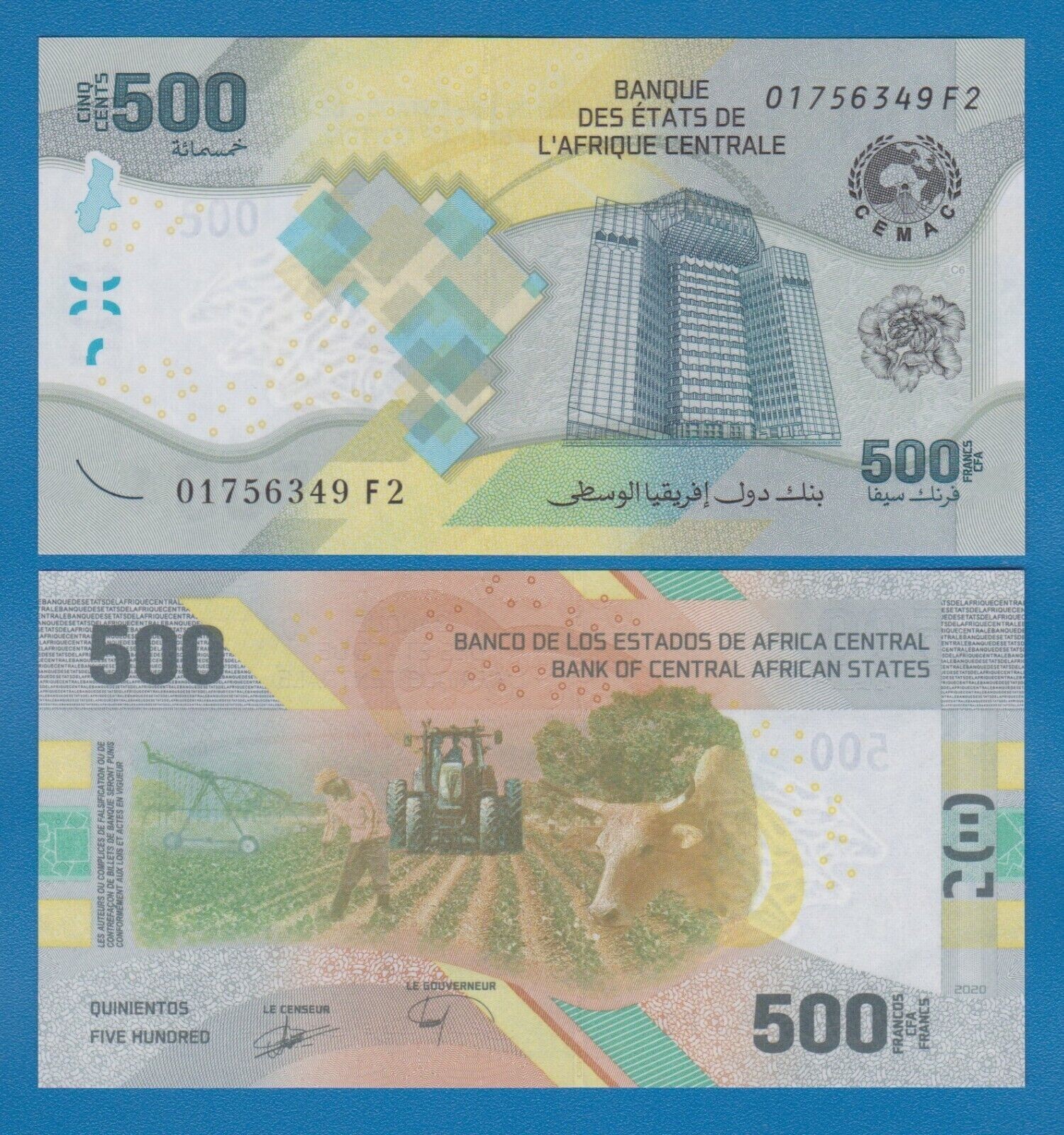Central African States 500 Francs 2020 ( 2023 ) UNC PNew Design Hybrid, Banknote