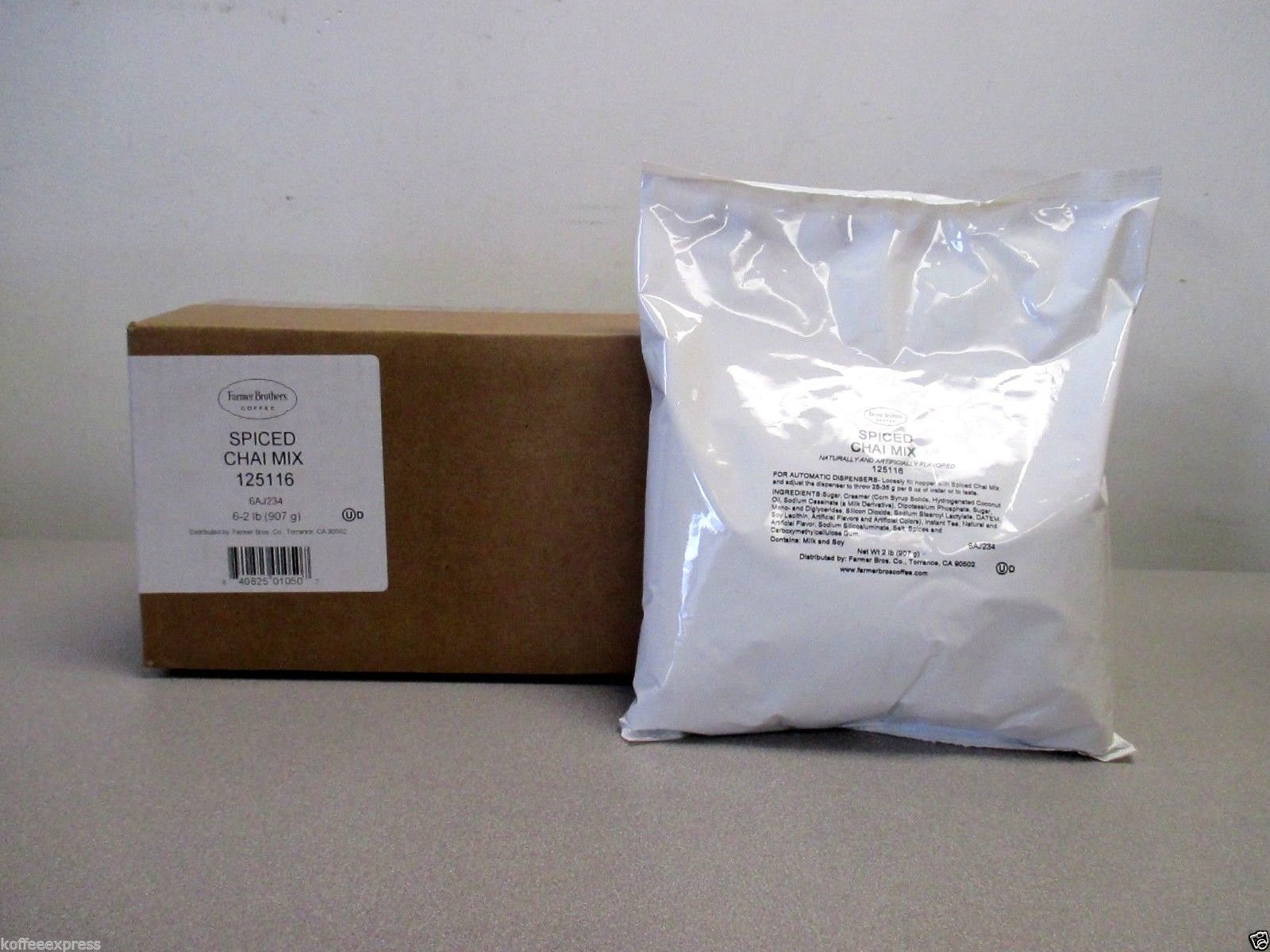SPICE  CHAI TEA LATTE POWDER MIX 6 X 2 LB BAGS FARMER BROS BRAND 12511
