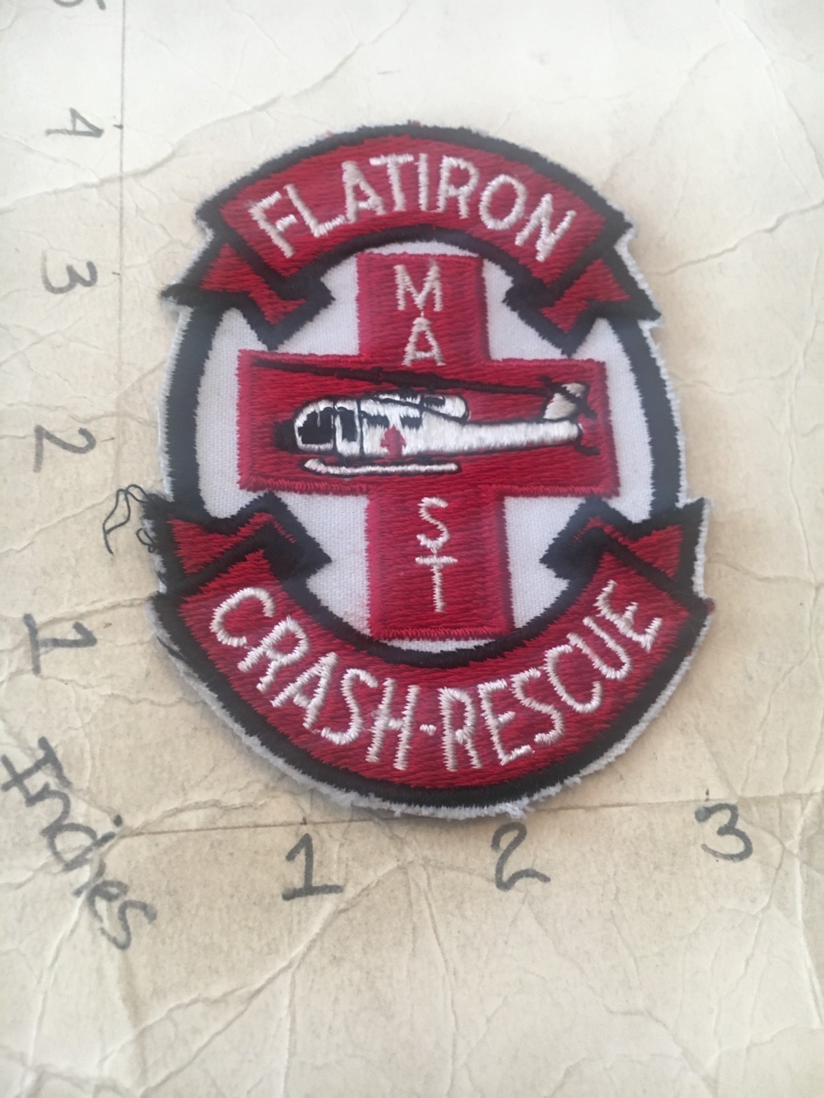 vintage US Army FLATIRON Crash Rescue MAST c/e Patch 8/19/25