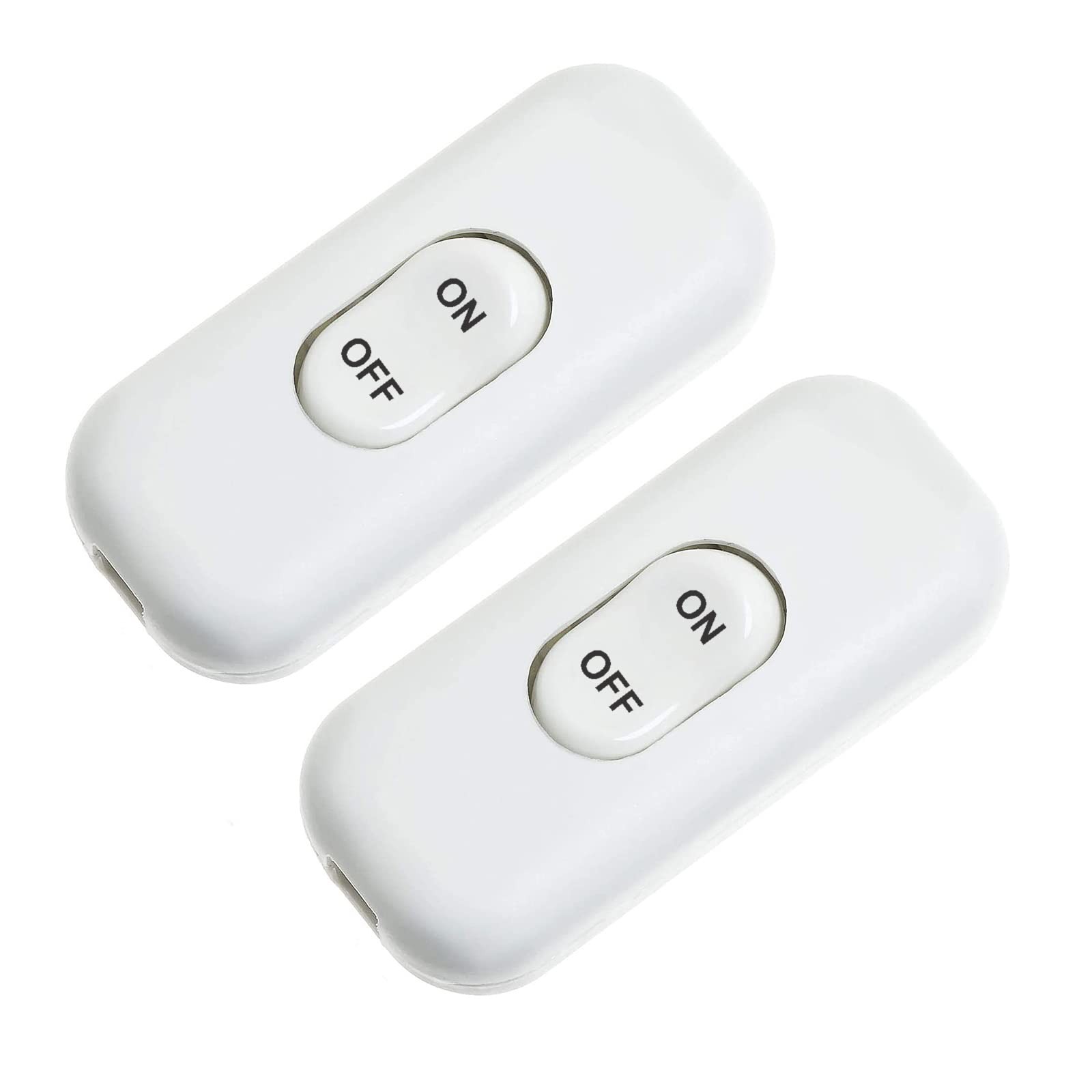 Inline Cord Switch, PLUSPOE 2-Pack On Off Button Switch,2Pack,White