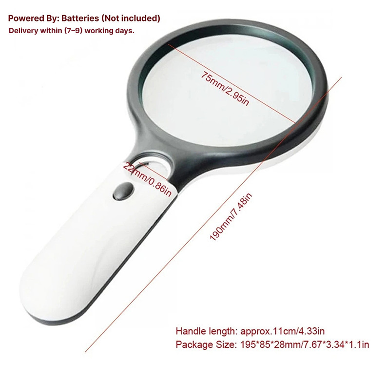 3 LED Light 45X Handheld Magnifier Reading Magnifying Glass Lens Jewelry Loupe