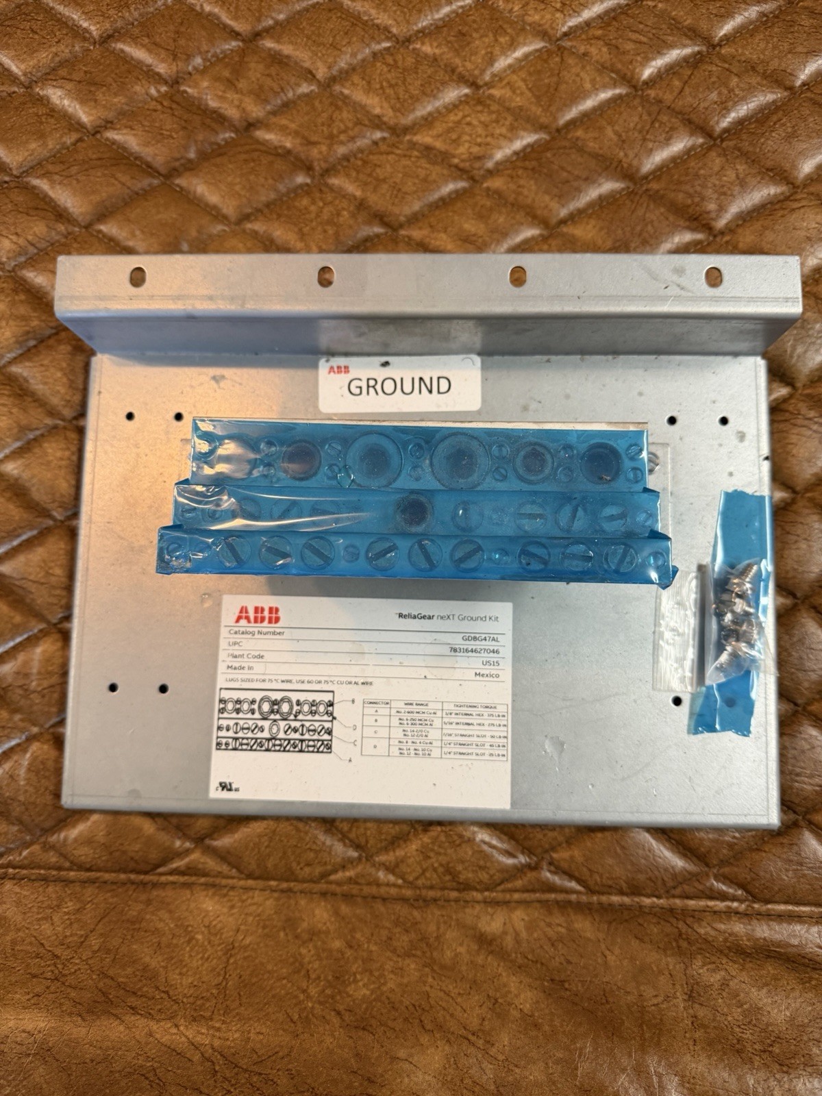 ABB ReliaGear neXT Ground Kit Bolt-On Silver Metal for Electrical Panels
