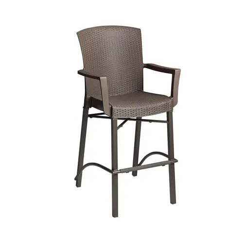 Grosfillex 48260037 Havana Classic Bronze Resin Aluminum Base Outdoor Barstool