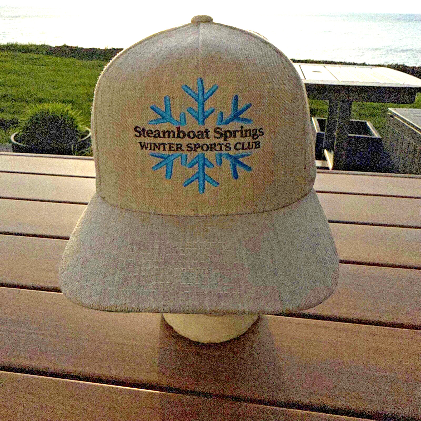 Steam Boat Springs Winter Sports Club light Gray Hat Cap 20% Wool Linen Snapback