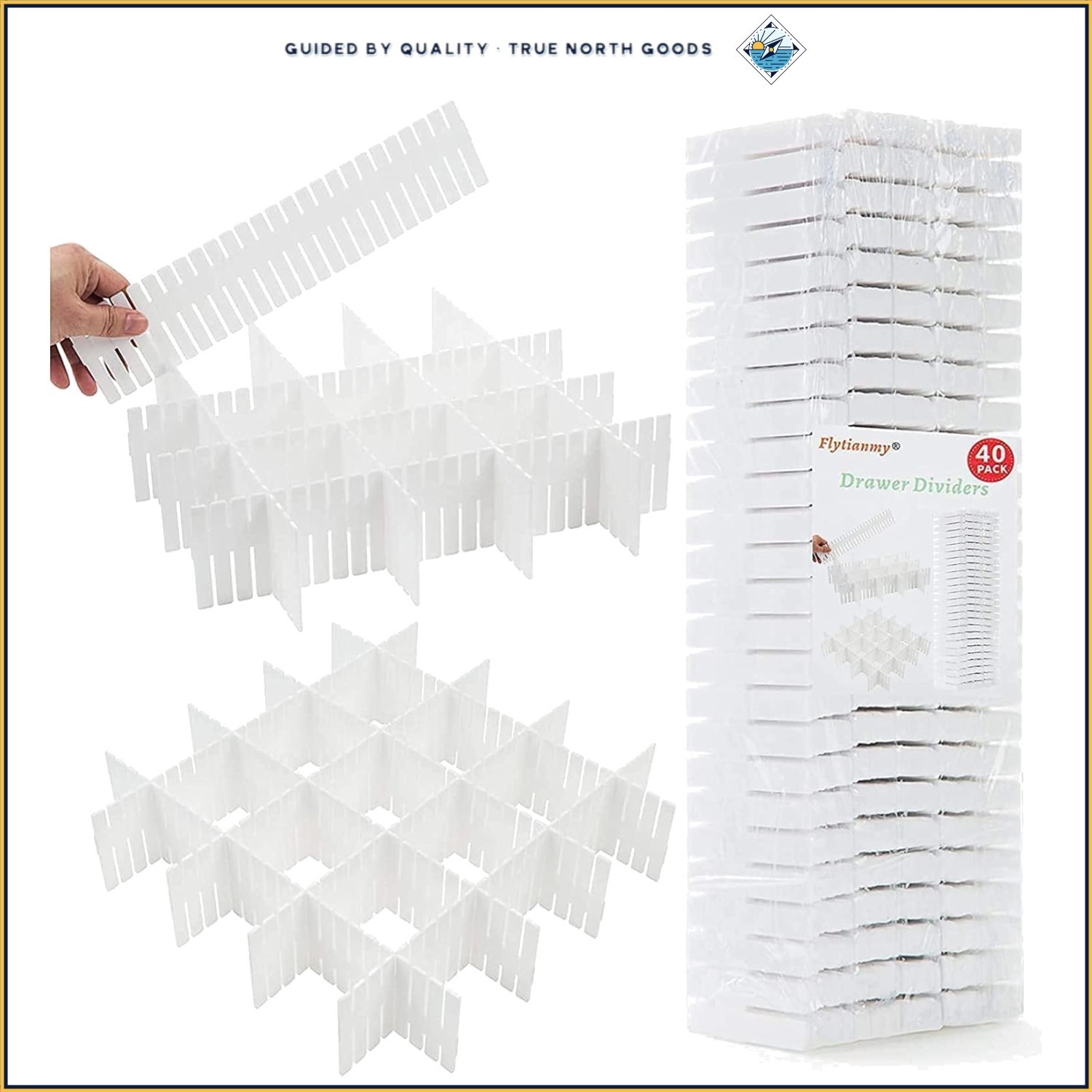 40 Count Drawer Dividers for Makeup, Stationery, and Household Item Organization