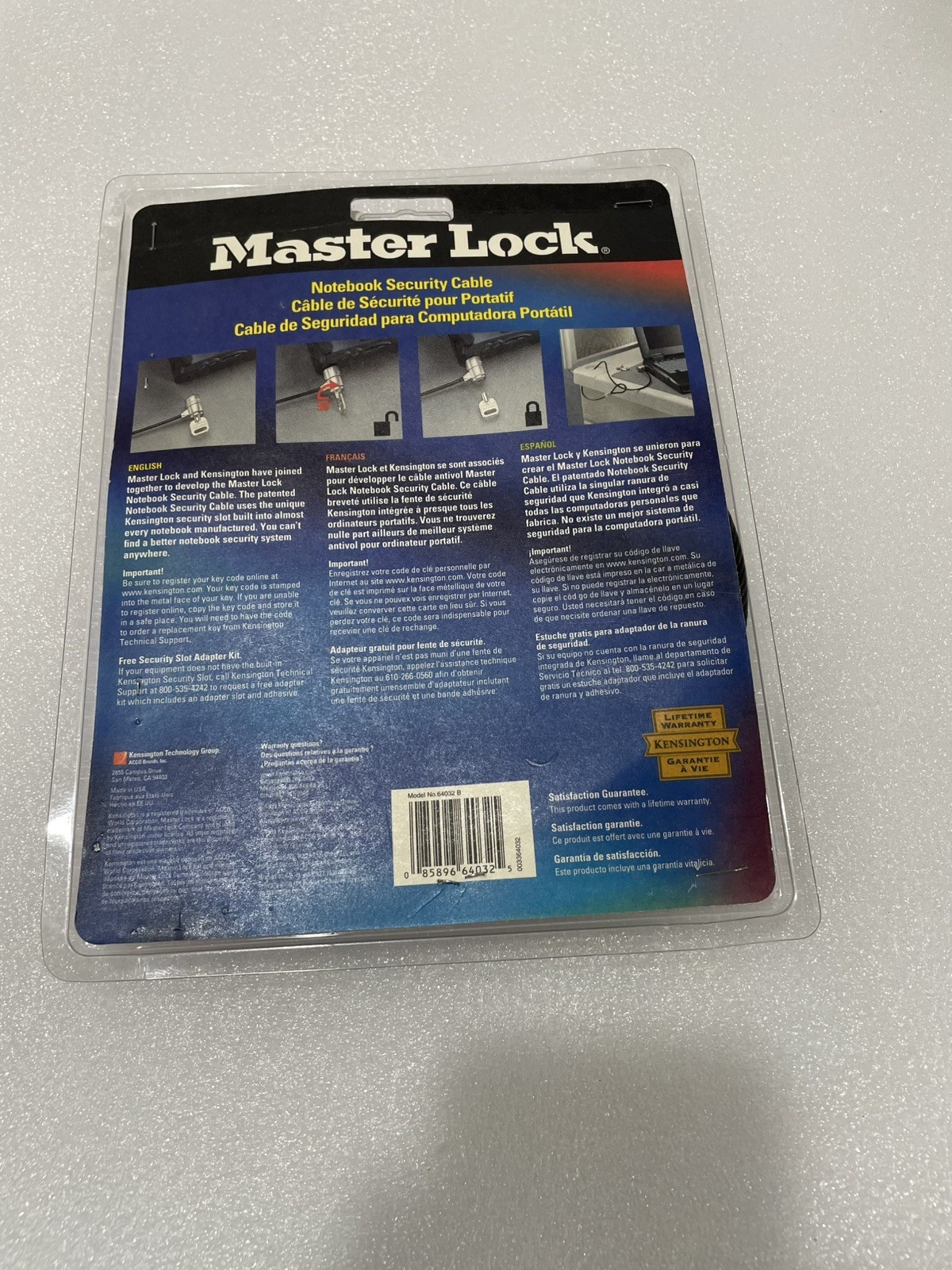 Master Lock 65032 Laptop Universal Cable With 2 Keys New!