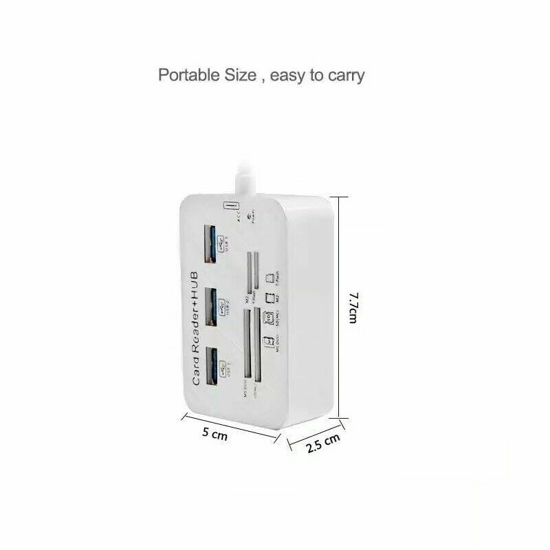 3 Port USB 3.0 Hub Memory Card Reader Adapter for MS SD M2 TF Cards